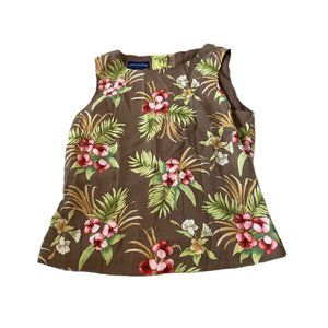 Charter club tropical print silk sleeveless top size 12 petite